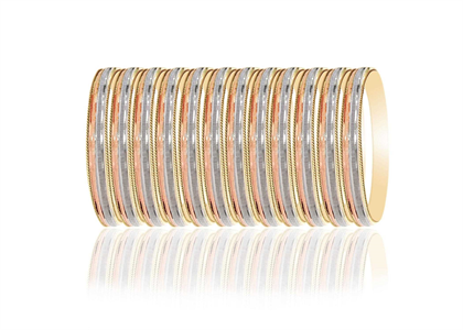 Three Tone Plated Side Veni Bangles